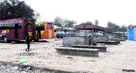 A view of the Faridkot bus stand that is in a shambles.