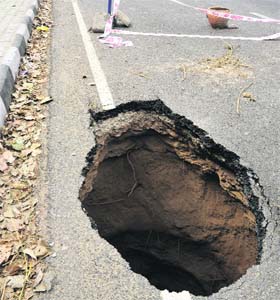 Tragedy waiting to happen: A caved-in road near NIPER in Mohali