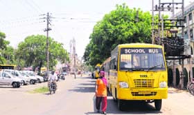 Vehicles parked outside Shivalik Public School in Phase VI, Mohali