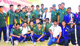 The winners in a jubilant mood after the award ceremony of the 12th All-India Police Water Sports held at Sukhna Lake in Chandigarh on Tuesday