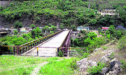 The bridge on the Sutlej on the border of Mandi district constructed in the late 1970s by the authorities of the Beas Sutlej link, rechristened as the Bhakra Beas Management Board. It remains unused as commuters use an adjoining bridge. The authorities have put up iron gates on both sides of the bridge as they do not want the public to use it