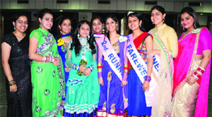 Girls all smiles during a farewell party at the Guru Nanak Khalsa College for Women in Ludhiana on Tuesday.