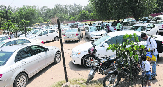The space outside strawberry school being used as a parking lot in Sector 26, Chandigarh.
