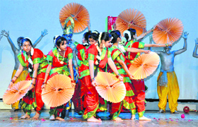 Students of St Josephs Academy perform at the investiture ceremony held at the school on Wednesday