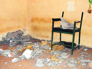 The room where the teacher and students were sitting when the roof fell. 