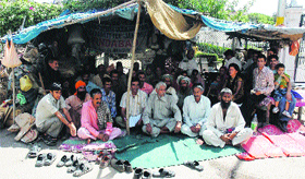 Militancy-affected families stage a protest in Jammu.
