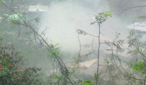 Dhagger village engulfed in smoke from the Pronto Industries at Parwanoo. 