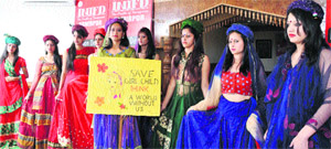 Models perform during the INIFD talent hunt in Mandi on Thursday. 