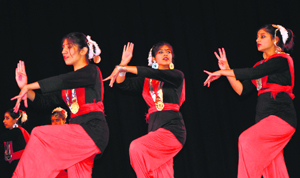 Students of Air force school participate in annual day celebrations at Zorawar Auditorium in Jammu on Thursday.