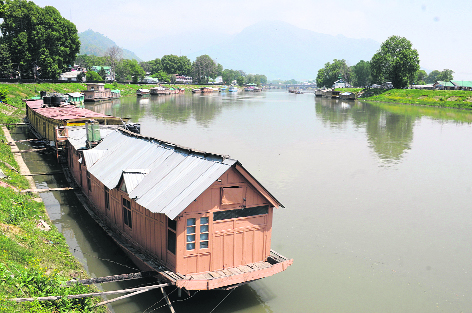 Houseboats on the river Jhelum near Lal Chowk in Srinagar on Thursday.