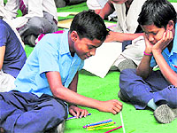 Students during Kala Mela organised at Lion's Bhawan in Ludhiana on Thursday
