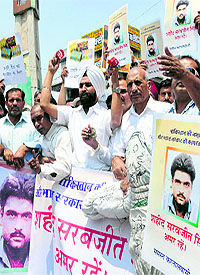 A protest in Karnal on Thursday