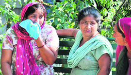 Family members of Rajvir Singh break down after the news of his murder in Kapurthala on Friday.