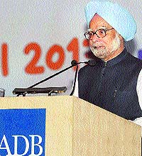 Prime Minister Manmohan Singh addresses the inaugural session of the 46th annual meeting of the Board of Governors of ADB in Noida on Saturday