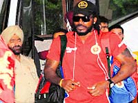 Royal Challengers Chris Gayle arrives at JW Marriott Hotel, Sector 35, Chandigarh, on Saturday