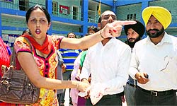 An injured Manpreet Kaur at National Public School, located on the Kurali-Morinda road, in Kurali