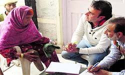 A land mine victim being examined at the registration camp in Srinagar on Saturday