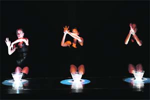 Dancers of the Budapest Contemporary Dance Theatre perform on the stage of the National Dance Theatre during their rehearsal of the Inspiration by Stravinsky  The Firebird, choreographed by Hungarian Lorand Zachar