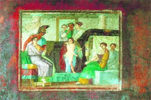 The houses of the rich still bear remains of beautiful frescoes
