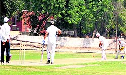 The match between Bathinda and Sangrur being played at the Police Public School grounds on Sunday