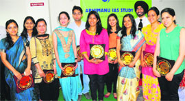 The IAS toppers in a jubilant mood during a function at Sector 25, Chandigarh, on Sunday. 