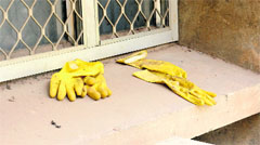 Used gloves lying in the open near the OPD Block.