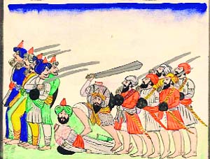A painting of Baba Deep Singh from Mullocks