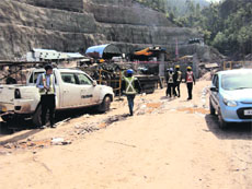 Work underway at the north portal of the Chenani-Nashri tunnel.