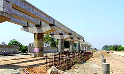 The Sidhwan Canal Expressway under construction in Ludhiana