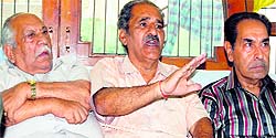Relatives of Jallianwala Bagh martyrs speak to the media in Amritsar on Sunday