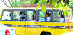 An overloaded school bus