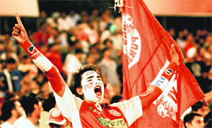 A Kings XI Punjab fan reacts after Chris Gayles dismissal at the PCA Stadium in Mohali on Monday. 