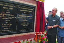 Union Minister of Health and Family Welfare Ghulam Nabi Azad inaugurates the three-level underground parking at AIIMS in New Delhi on Monday. 