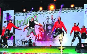 Students of KL Polytechnic present a western dance at their annual fest in Roorkee, Haridwar, on Monday