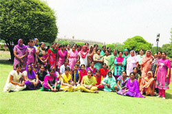 The group of women who visited the Sansad Bhawan in Delhi recently.