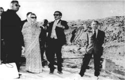 The 1974 Pokhran blast site being inspected by Prime Minister Indira Gandhi along with top nuclear scientists.