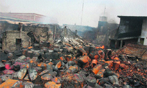 The Ambala chemical factory gutted in a massive fire on Monday night.