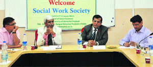 Justice RS Chauhan of the Rajasthan High Court delivers a lecture during a workshop at the CUHP in Kangra recently