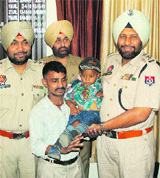 The kidnapped child Abhishek, who was rescued by the police.