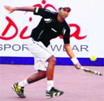 Jeevan Nedunchezhiyan beat Roy Hobbs 6-1,6-1on Tuesday. Tribune photo: Manoj Dhaka