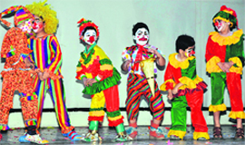 Tiny tots present a skit at the annual cultural week of St Josephs Academy (SJA) in Dehradun on Wednesday. A Tribune photograph
