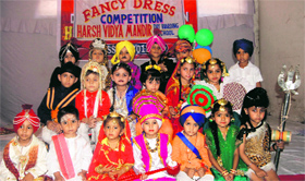 Students participate in a fancy dress competition at Harsh Vidya Mandir Day Boarding School in Ludhiana.