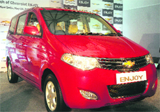 Chevrolet Enjoy displayed at its launch in New Delhi on Thursday.