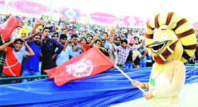 Fans in a jubilant mood during an IPL tie played at the PCA stadium, Mohali, on Thursday.