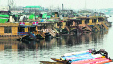 Houseboats moored at the Dal Lake in Srinagar.