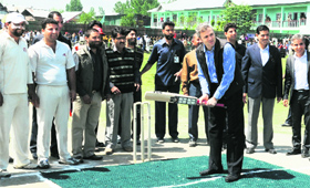 Chief Minister Omar Abdullah inaugurates the Sher-e-Kashmir T-20 cricket tournament at Ganderbal on Thursday