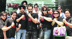 Crew members of the film Sadda Haq during its screening in Jalandhar on Friday. Photo: Sarabjit Singh