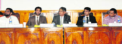 Recruiters from Tata Consultancy Services during the placement drive at the University of Kashmir in Srinagar on Friday. A tribune photograph