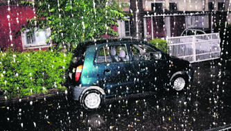 After the sweltering heat, there was hailstorm followed by light showers bringing down the mercury in the City Beautiful on Saturday.
