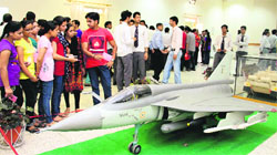 Students during an exhibition at the IRDE in Dehradun on Saturday. Tribune photo: Vinod Pundir